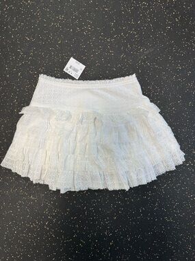 American Eagle Outfitters White Lace Tiered Mini Skirt